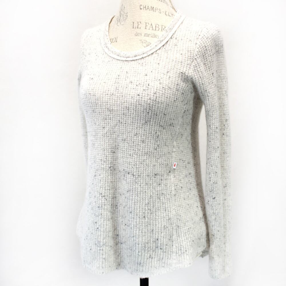 Aqua 100% Cashmere Gray Waffle Knit Soft Sweater Pullover Preppy Cozy Small